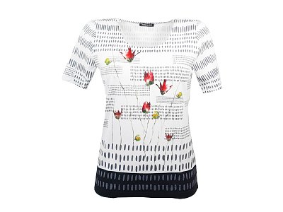 Bílé triko s tiskem s krátkým rukávem - vel.42